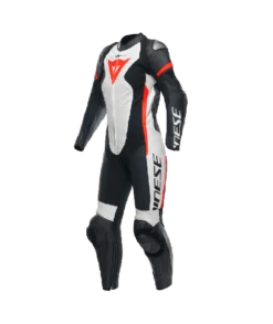 Dainese Grobnik Lady Leather 1PC Suit Perf. Black/White/Fluo-Red
