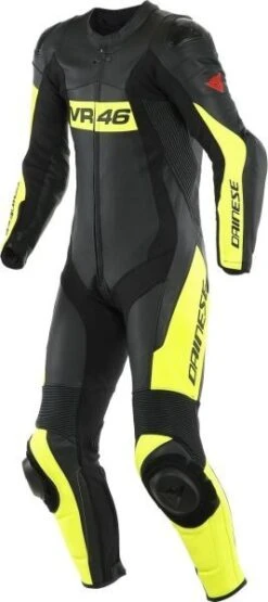 Dainese VR46 Tavullia Leather 1-PC Suit Perf. Black Yellow